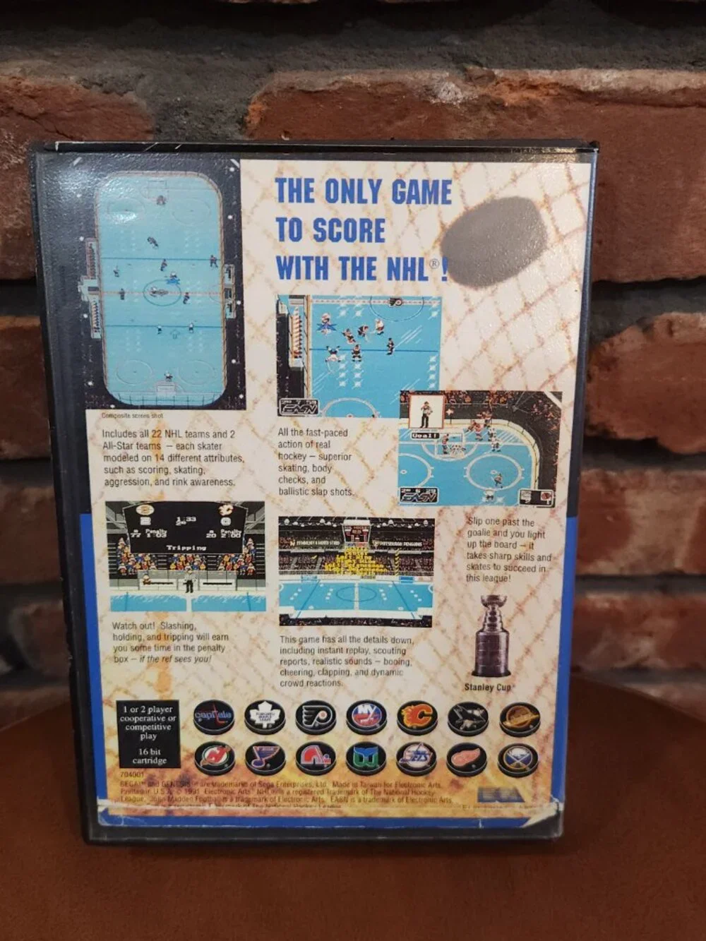 Vintage EA Sports NHL Hockey Game Cartridge for Sega Genesis Console 1991 Gaming